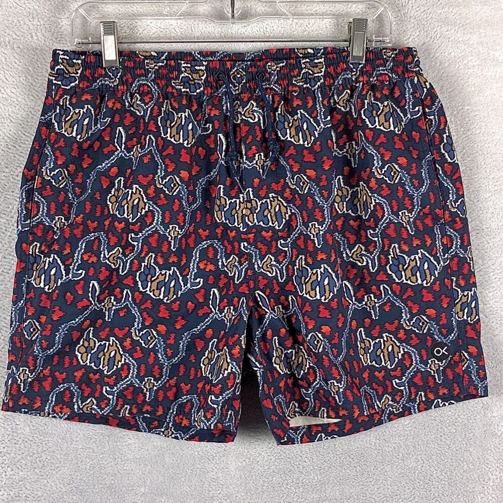 Outerknown Shorts Mens M Blue Red Nomadic Volley Surf Preppy Beach Summer Pool